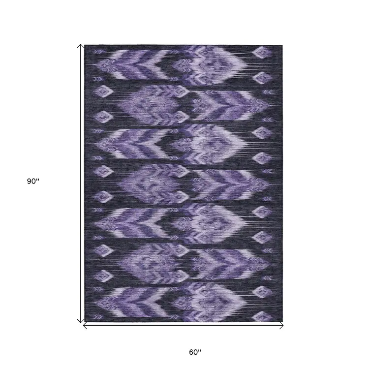 5' X 8' Purple Lavender And Plum Southwestern Washable Indoor Outdoor Area Rug