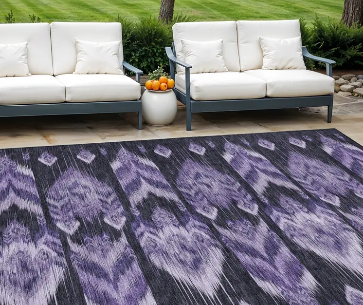 8' X 10' Purple Lavender And Plum Southwestern Washable Indoor Outdoor Area Rug