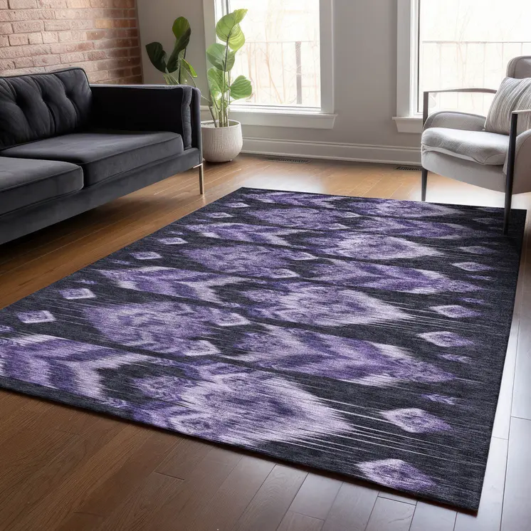 8' X 10' Purple Lavender And Plum Southwestern Washable Indoor Outdoor Area Rug