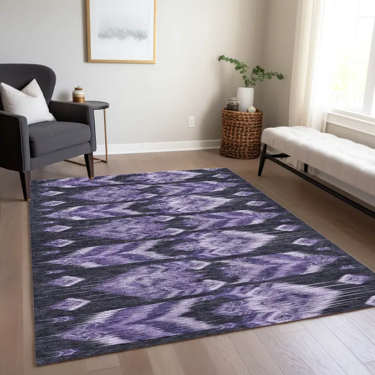 8' X 10' Purple Lavender And Plum Southwestern Washable Indoor Outdoor Area Rug