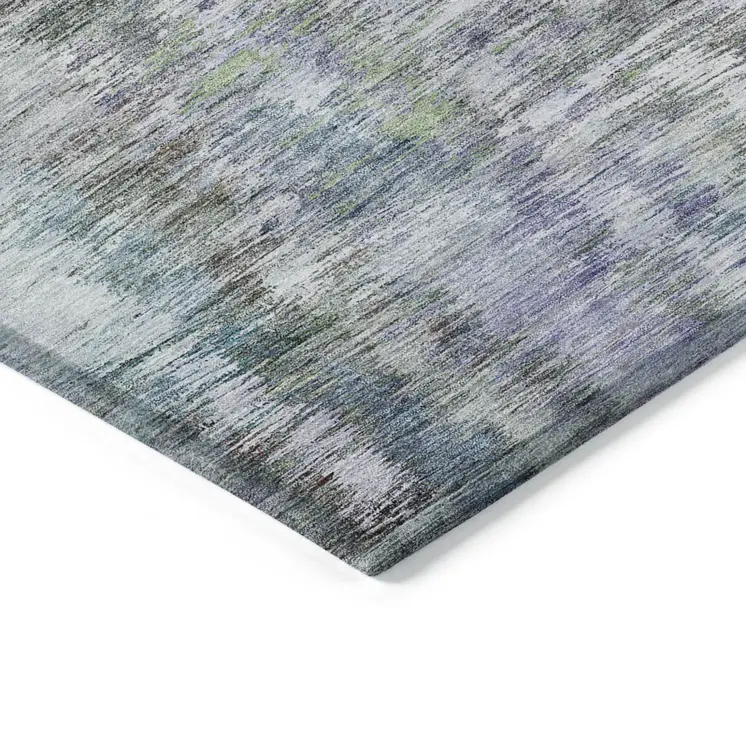 3' X 5' Green Gray And Purple Abstract Washable Indoor Outdoor Area Rug
