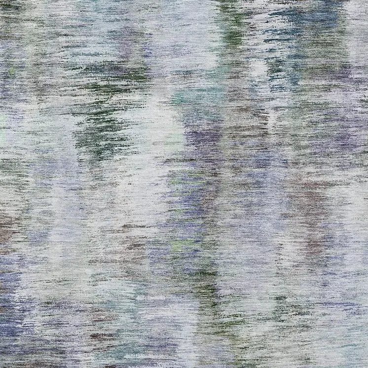 5' X 8' Green Gray And Purple Abstract Washable Indoor Outdoor Area Rug