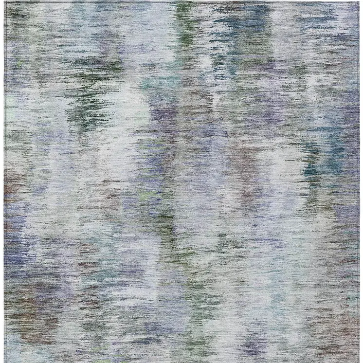 10' X 14' Green Gray And Purple Abstract Washable Indoor Outdoor Area Rug