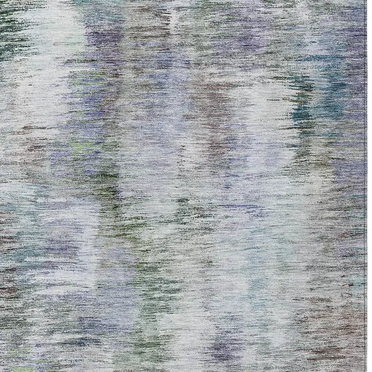 10' X 14' Green Gray And Purple Abstract Washable Indoor Outdoor Area Rug