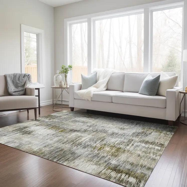 3' X 5' Brown And Taupe Abstract Washable Indoor Outdoor Area Rug