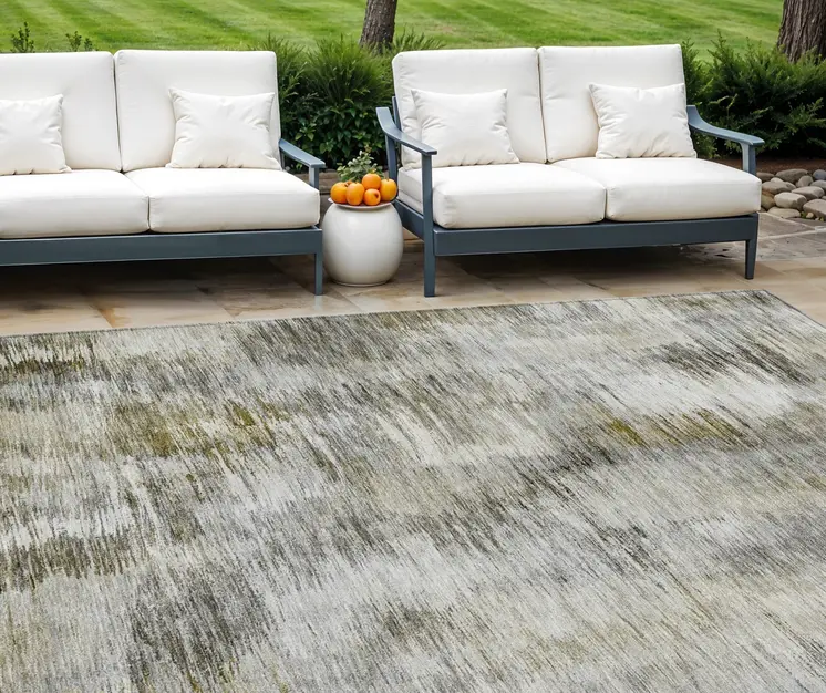 8' X 10' Brown And Taupe Abstract Washable Indoor Outdoor Area Rug