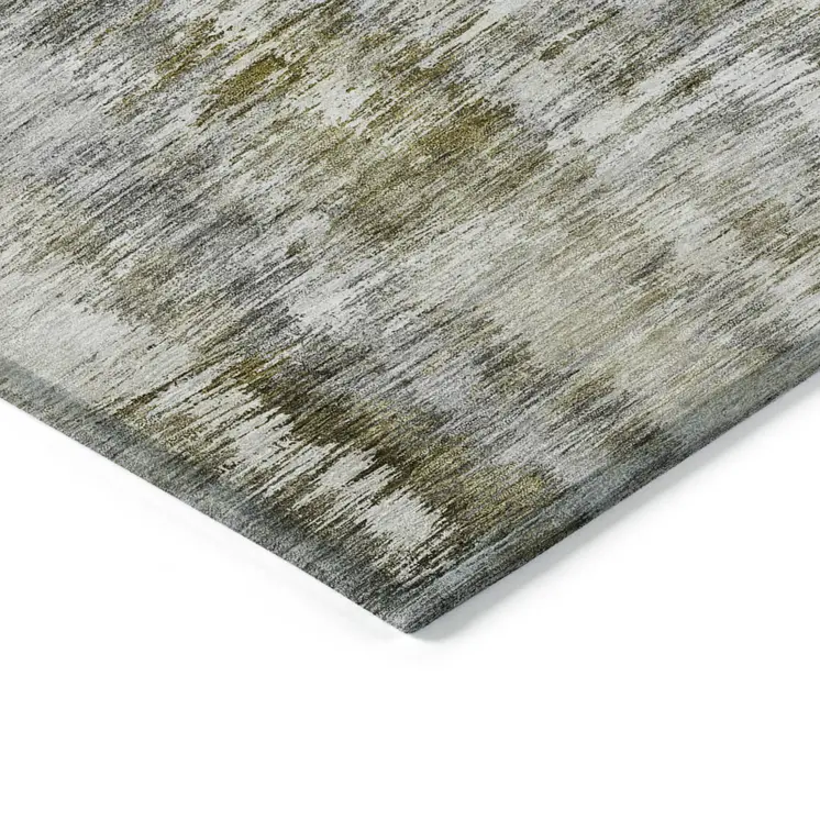 9' X 12' Brown And Taupe Abstract Washable Indoor Outdoor Area Rug