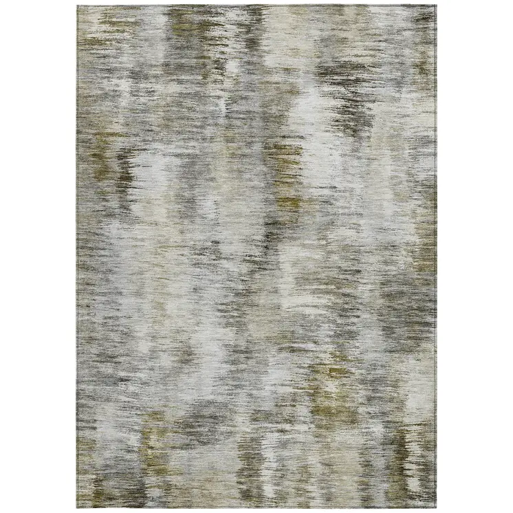 10' X 14' Brown And Taupe Abstract Washable Indoor Outdoor Area Rug