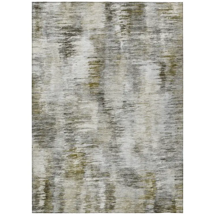 10' X 14' Brown And Taupe Abstract Washable Indoor Outdoor Area Rug