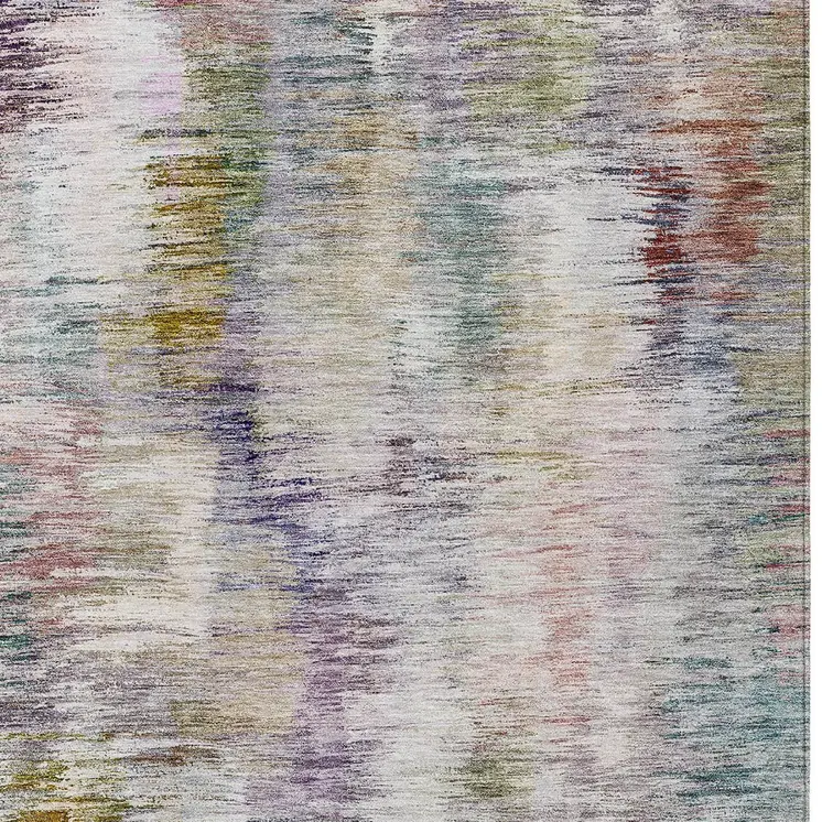 5' X 8' Plum Purple And Ivory Abstract Washable Indoor Outdoor Area Rug