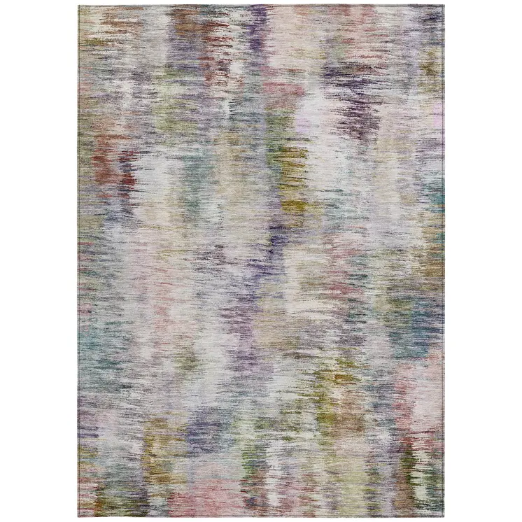 8' X 10' Plum Purple And Ivory Abstract Washable Indoor Outdoor Area Rug