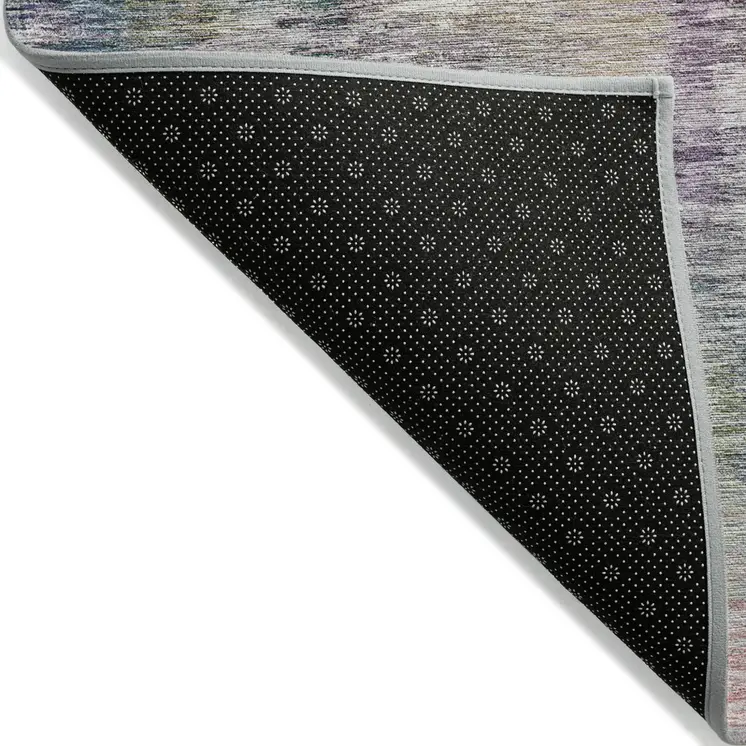 8' X 10' Plum Purple And Ivory Abstract Washable Indoor Outdoor Area Rug