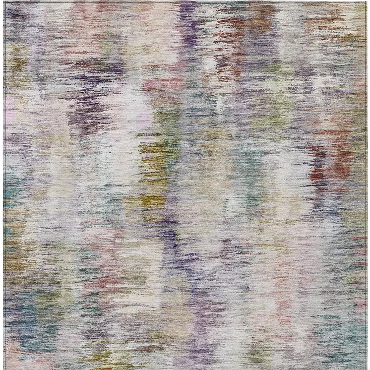 8' X 10' Plum Purple And Ivory Abstract Washable Indoor Outdoor Area Rug