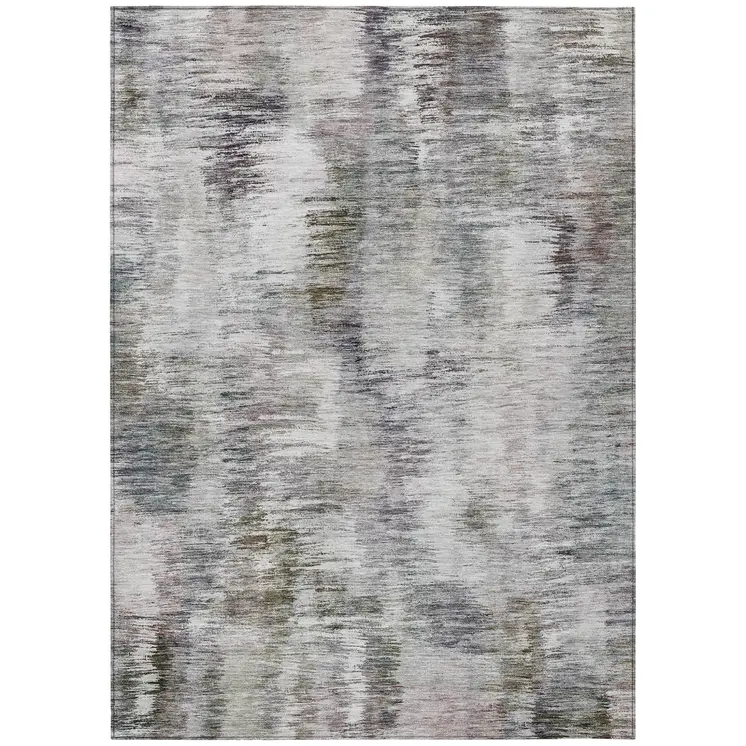 9' X 12' Taupe Gray And Silver Abstract Washable Indoor Outdoor Area Rug