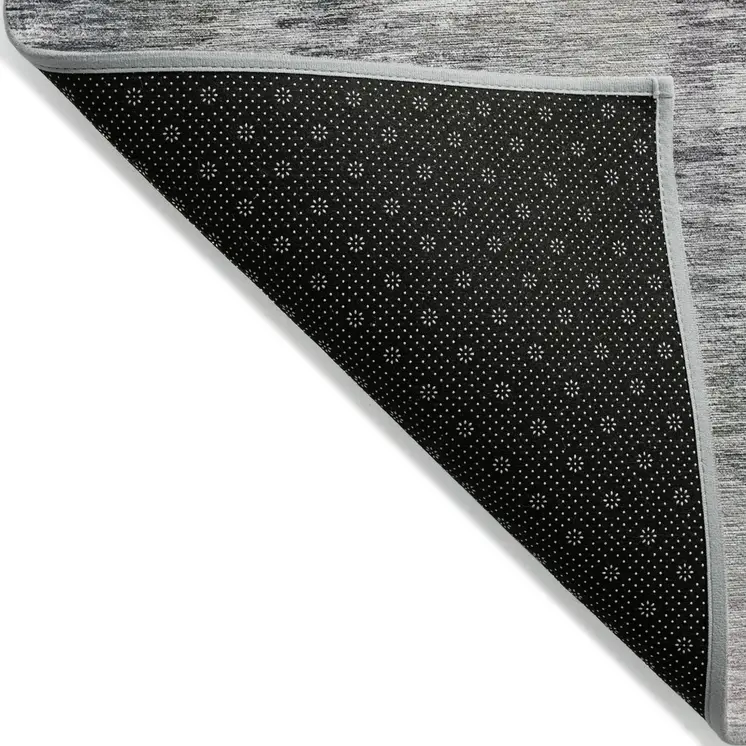9' X 12' Taupe Gray And Silver Abstract Washable Indoor Outdoor Area Rug