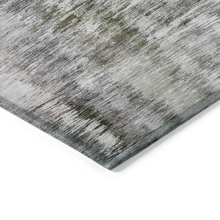 9' X 12' Taupe Gray And Silver Abstract Washable Indoor Outdoor Area Rug