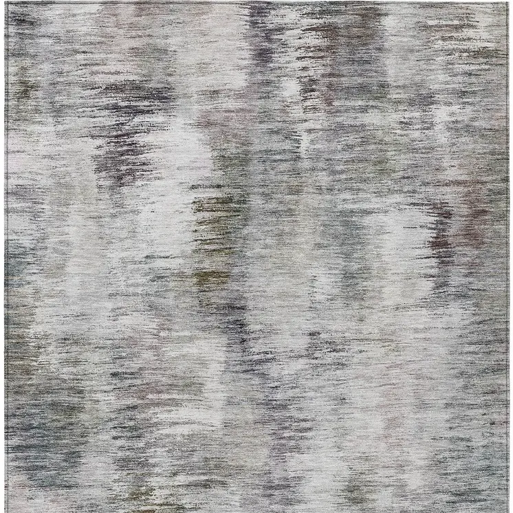 9' X 12' Taupe Gray And Silver Abstract Washable Indoor Outdoor Area Rug