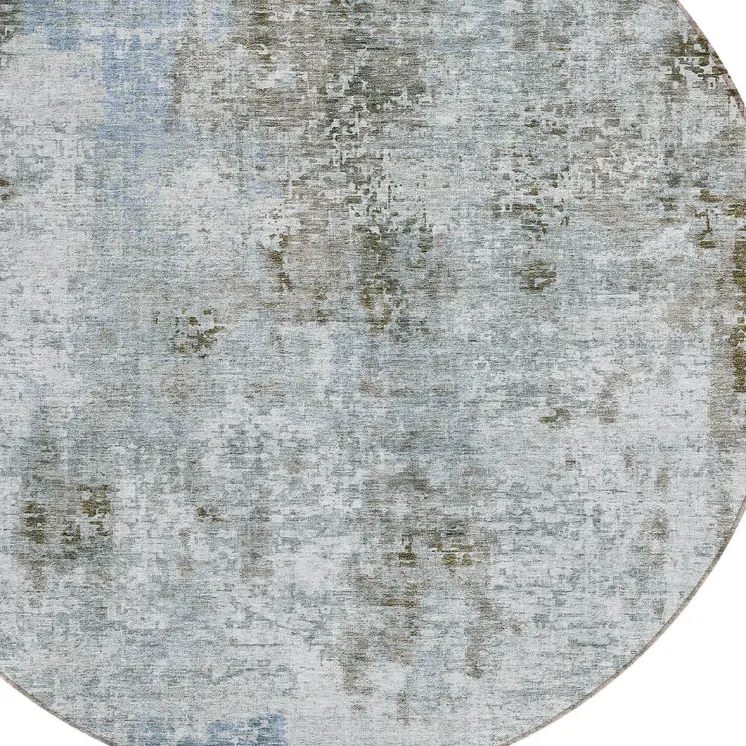 8' Brown Taupe And Gray Round Abstract Washable Indoor Outdoor Area Rug