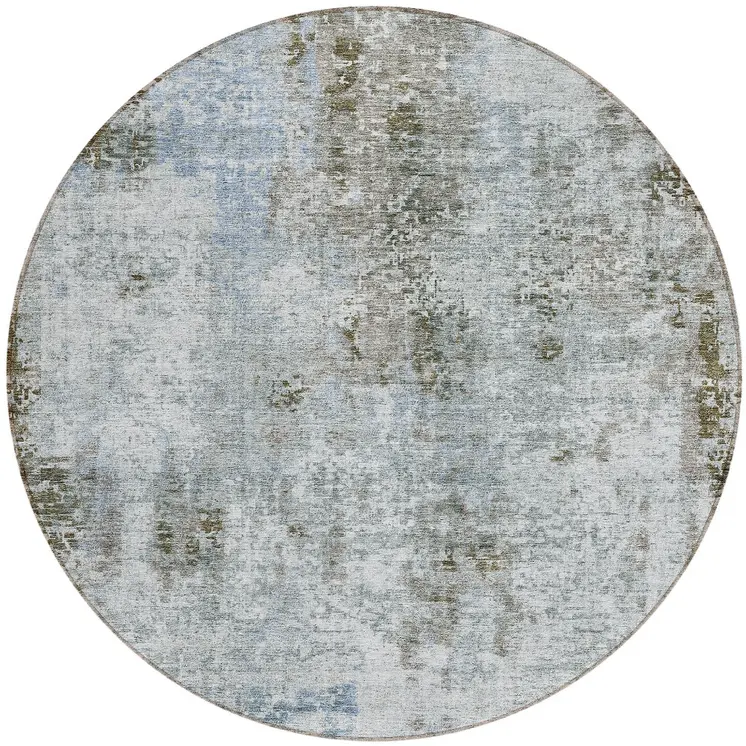 8' Brown Taupe And Gray Round Abstract Washable Indoor Outdoor Area Rug