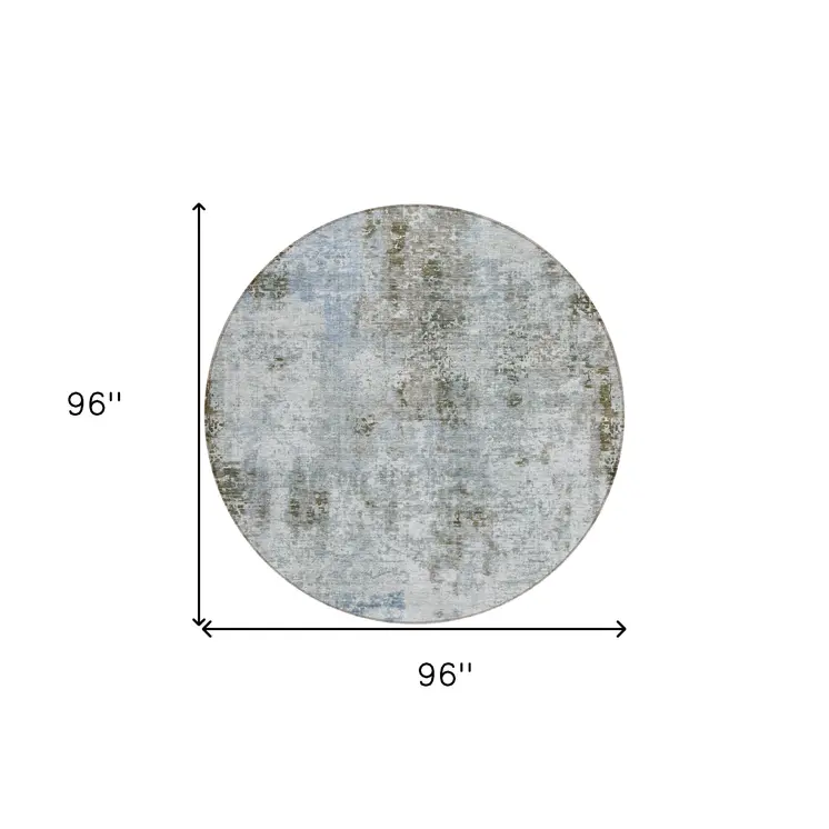 8' Brown Taupe And Gray Round Abstract Washable Indoor Outdoor Area Rug