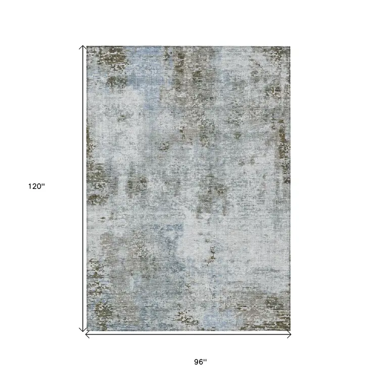 8' X 10' Brown Taupe And Gray Abstract Washable Indoor Outdoor Area Rug