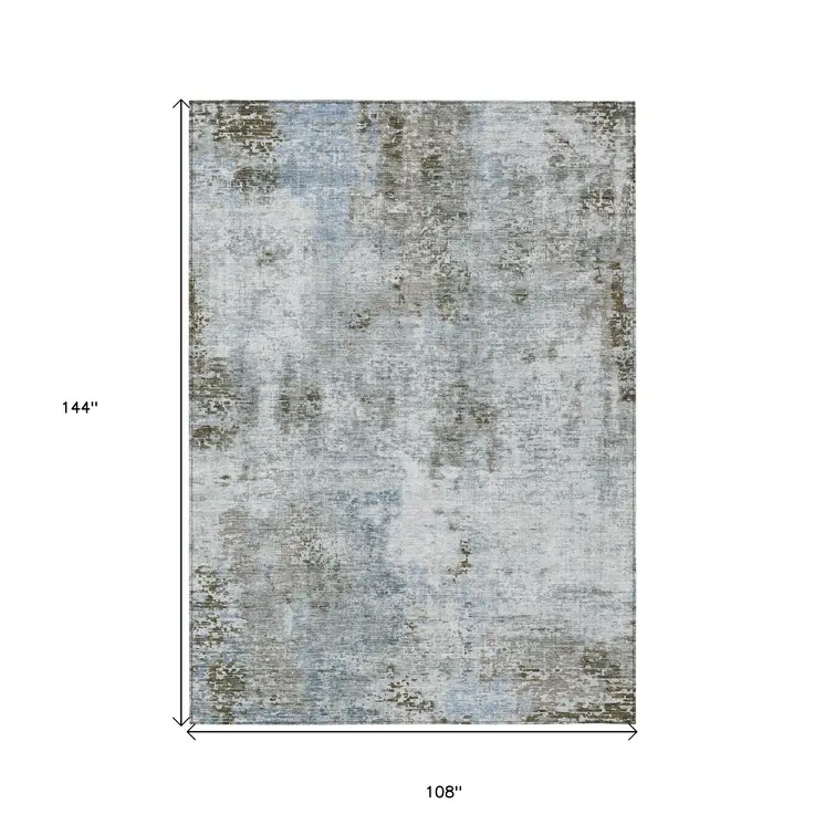 9' X 12' Brown Taupe And Gray Abstract Washable Indoor Outdoor Area Rug