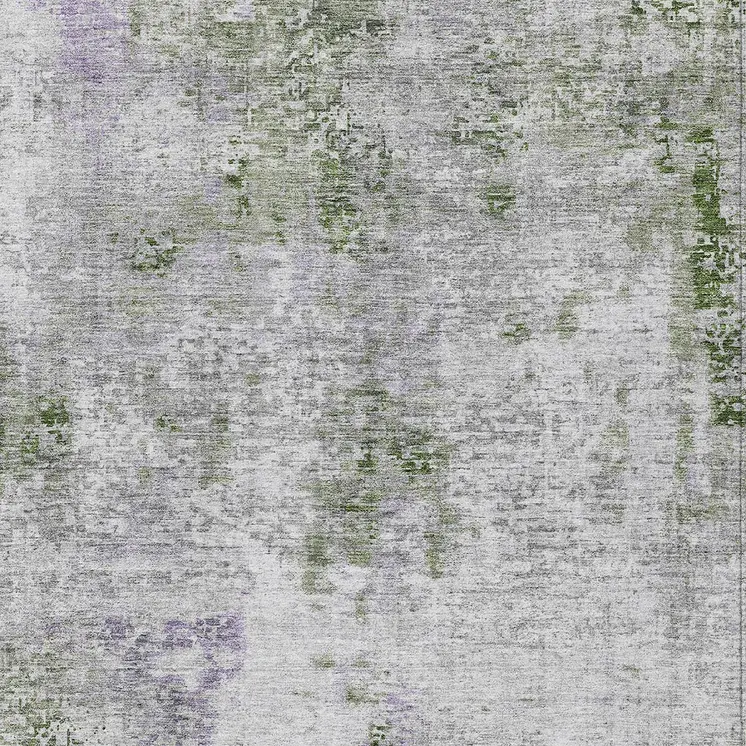 5' X 8' Olive Green And Gray Abstract Washable Indoor Outdoor Area Rug