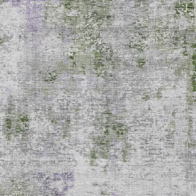 8' X 10' Olive Green And Gray Abstract Washable Indoor Outdoor Area Rug