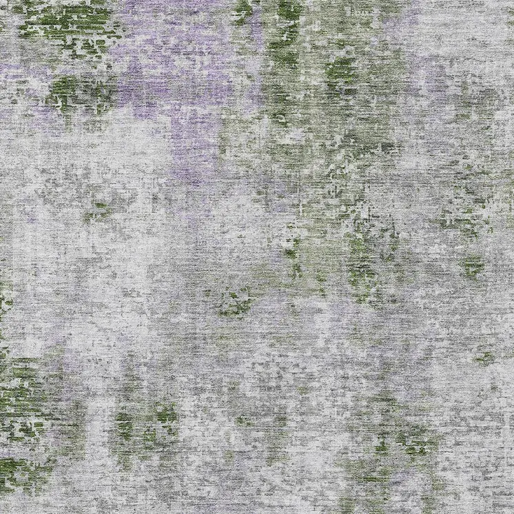 9' X 12' Olive Green And Gray Abstract Washable Indoor Outdoor Area Rug