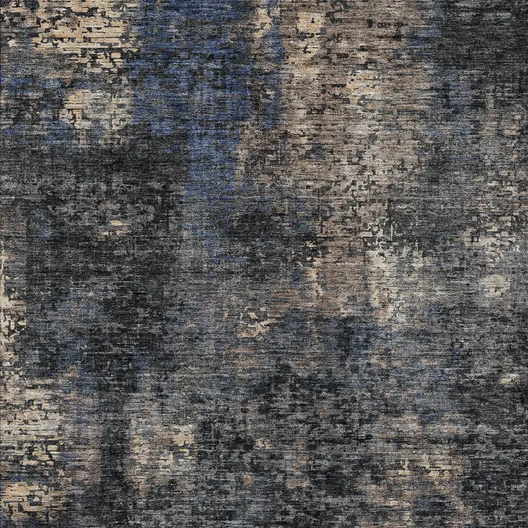 5' X 8' Charcoal Gray And Silver Abstract Washable Indoor Outdoor Area Rug