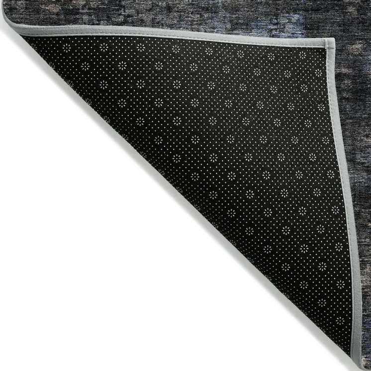 8' X 10' Charcoal Gray And Silver Abstract Washable Indoor Outdoor Area Rug