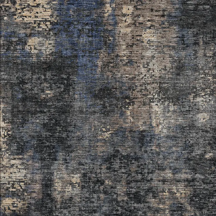 8' X 10' Charcoal Gray And Silver Abstract Washable Indoor Outdoor Area Rug