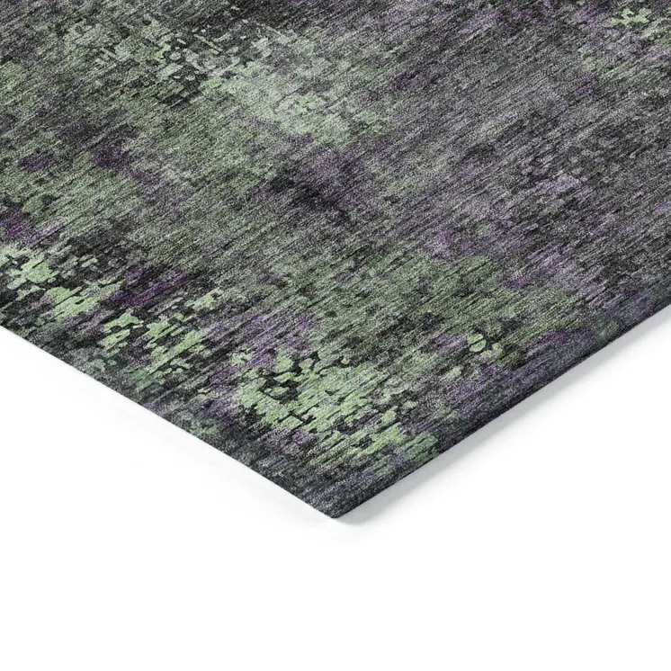 3' X 5' Gray Purple And Charcoal Abstract Washable Indoor Outdoor Area Rug