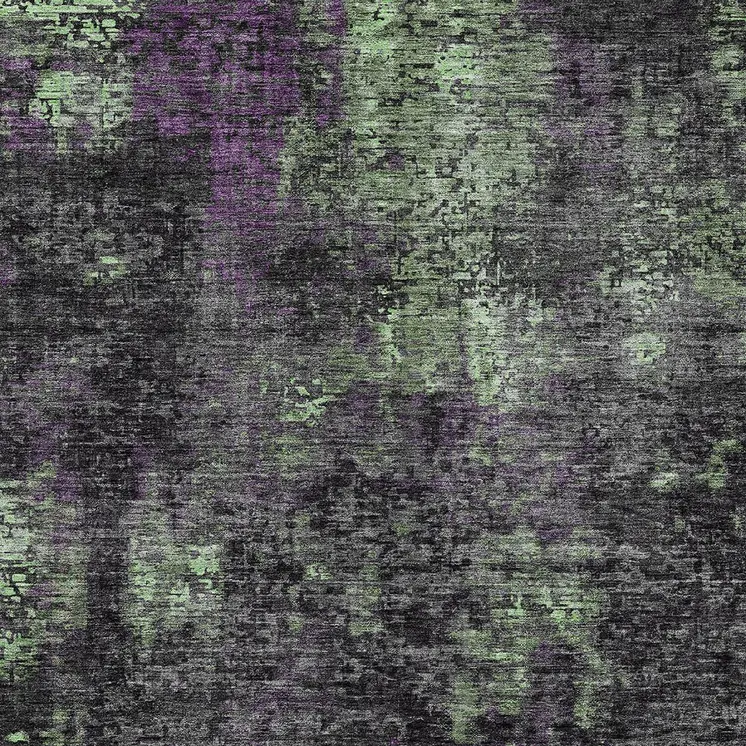 5' X 8' Gray Purple And Charcoal Abstract Washable Indoor Outdoor Area Rug