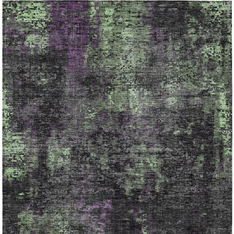 8' X 10' Gray Purple And Charcoal Abstract Washable Indoor Outdoor Area Rug