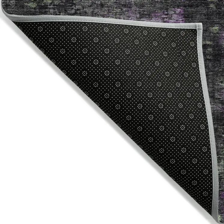 8' X 10' Gray Purple And Charcoal Abstract Washable Indoor Outdoor Area Rug