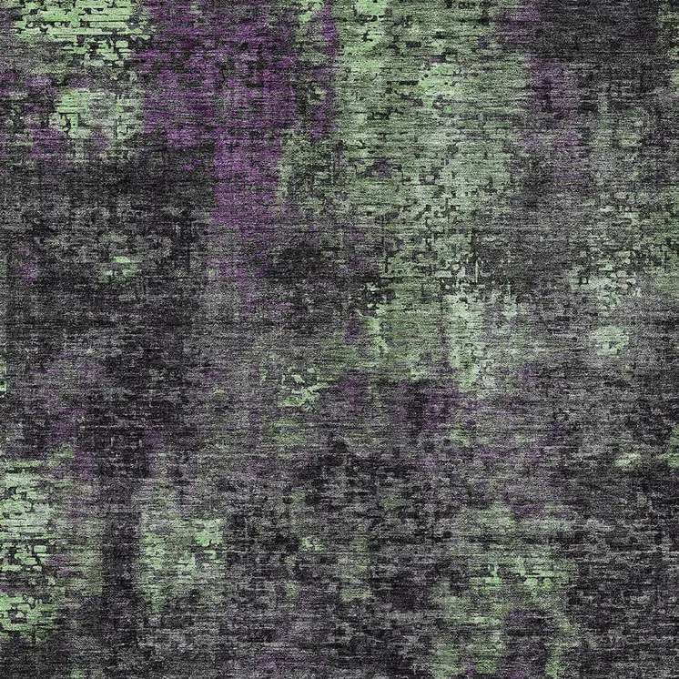 9' X 12' Gray Purple And Charcoal Abstract Washable Indoor Outdoor Area Rug