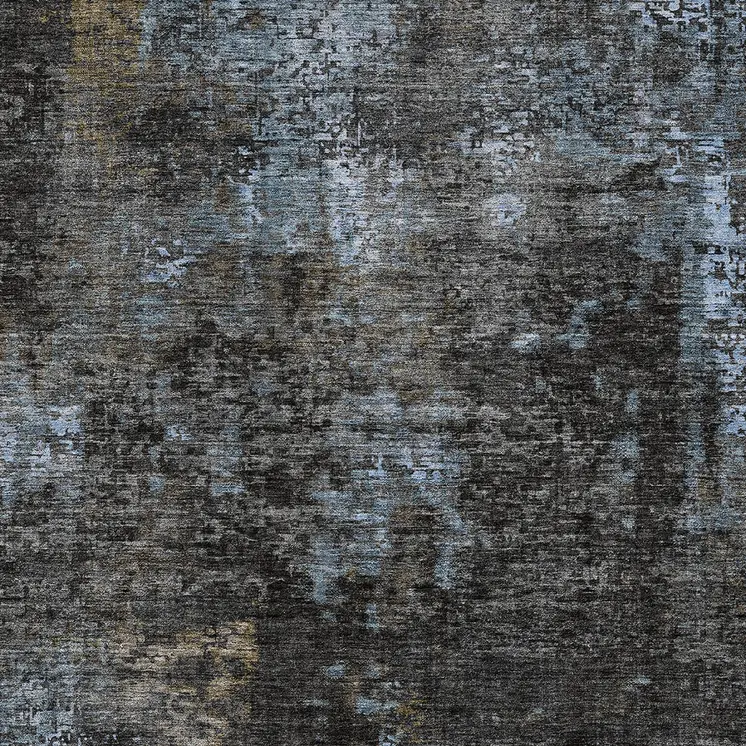 5' X 8' Graphite Charcoal And Silver Abstract Washable Indoor Outdoor Area Rug