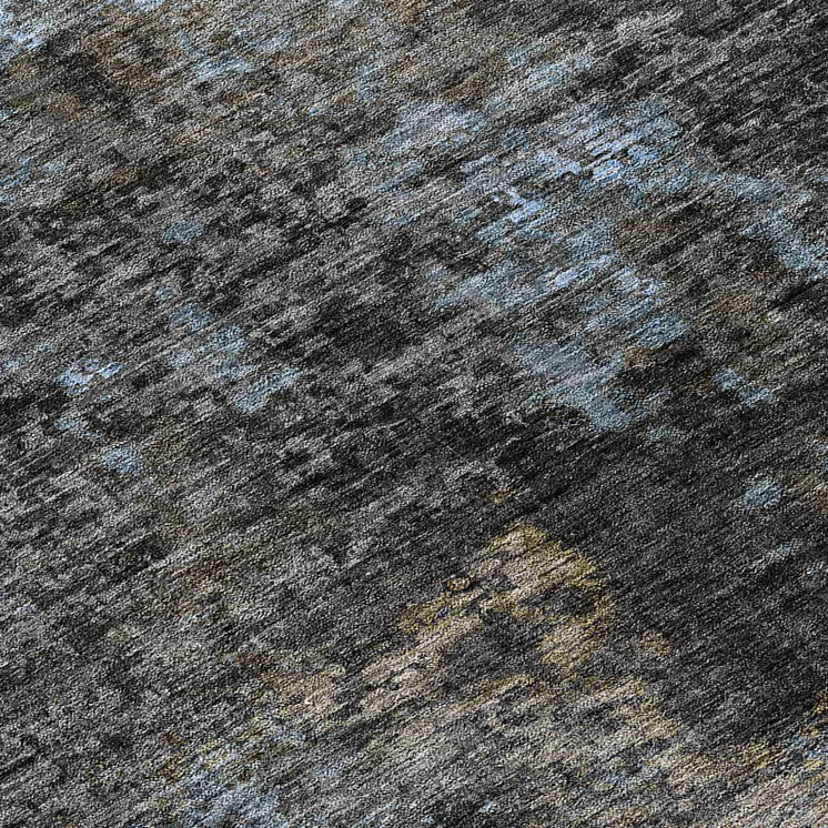 8' Graphite Charcoal And Silver Round Abstract Washable Indoor Outdoor Area Rug