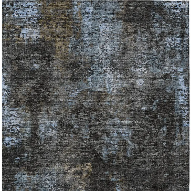 10' X 14' Graphite Charcoal And Silver Abstract Washable Indoor Outdoor Area Rug