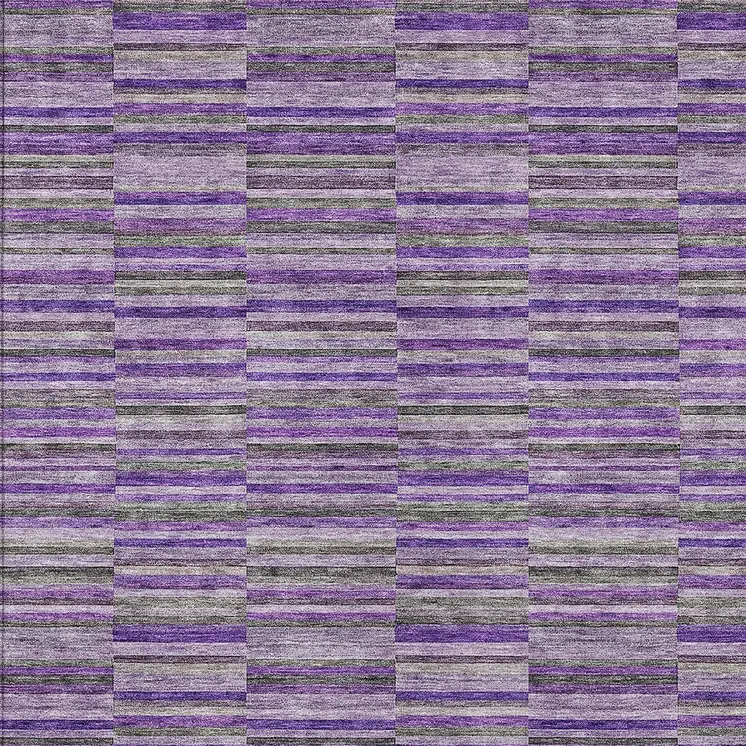 3' X 5' Purple And Lavender Striped Washable Indoor Outdoor Area Rug