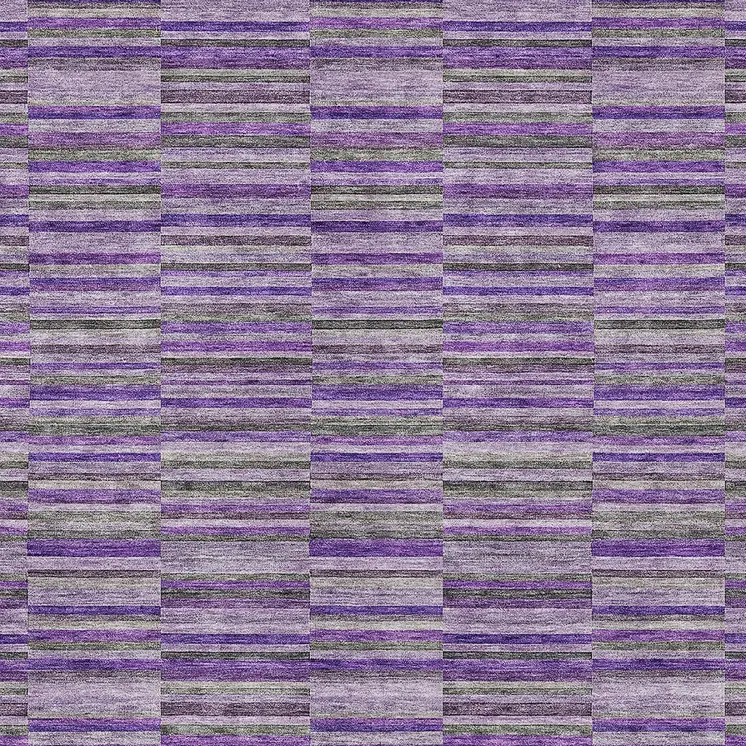 8' X 10' Purple And Lavender Striped Washable Indoor Outdoor Area Rug