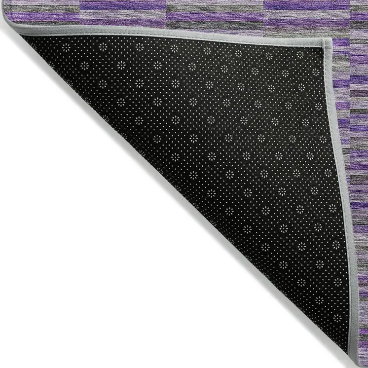 10' X 14' Purple And Lavender Striped Washable Indoor Outdoor Area Rug