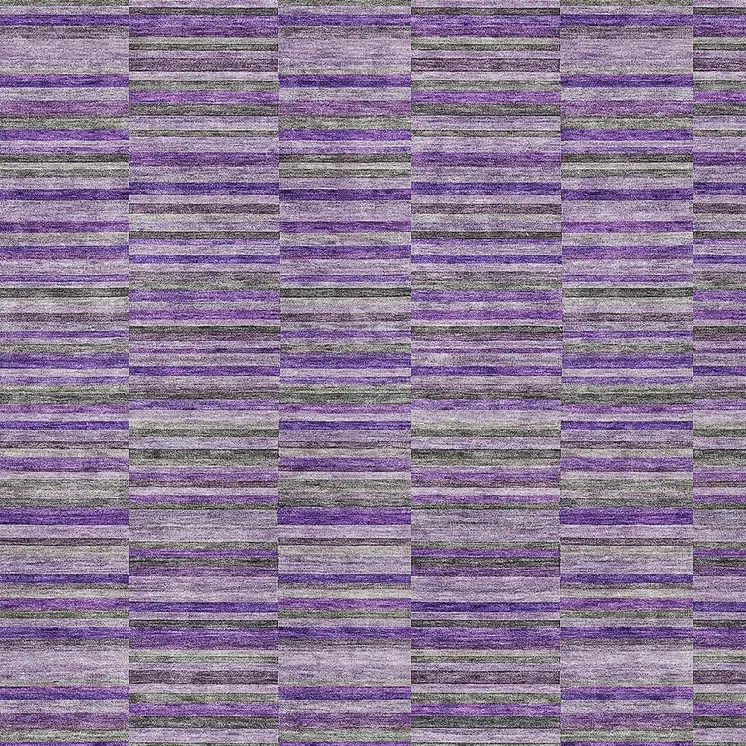 10' X 14' Purple And Lavender Striped Washable Indoor Outdoor Area Rug