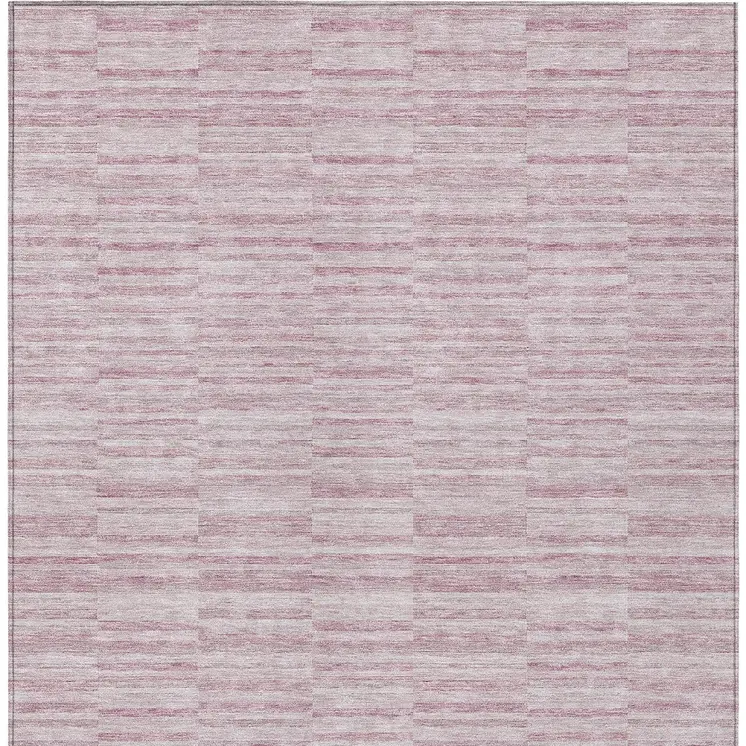8' X 10' Blush Pink And Beige Striped Washable Indoor Outdoor Area Rug