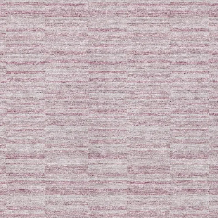 8' X 10' Blush Pink And Beige Striped Washable Indoor Outdoor Area Rug