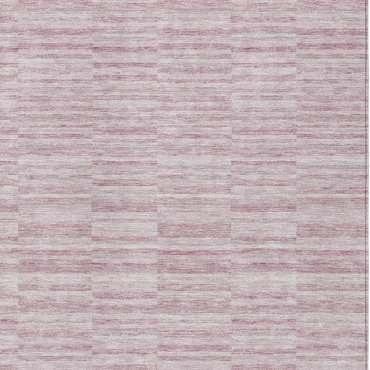 9' X 12' Blush Pink And Beige Striped Washable Indoor Outdoor Area Rug