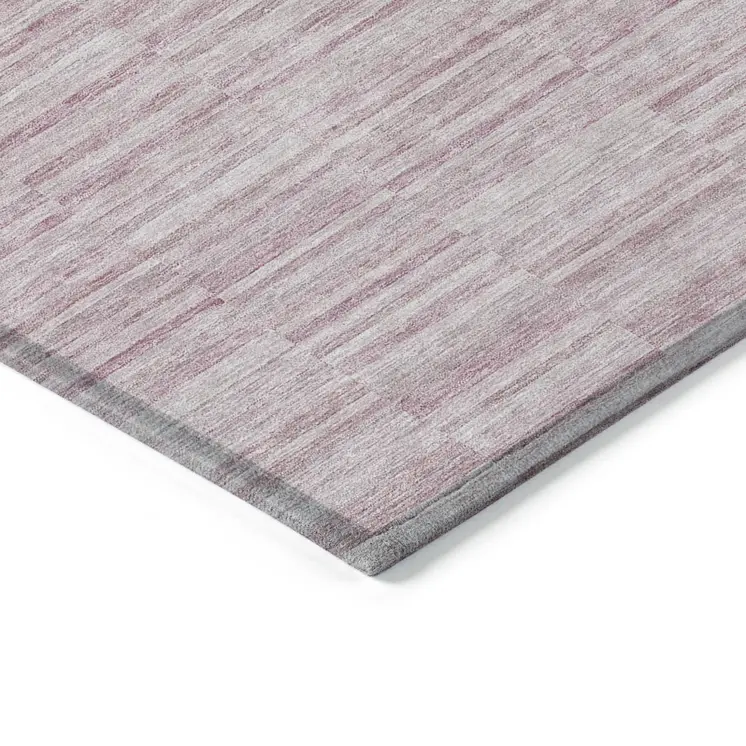 10' X 14' Blush Pink And Beige Striped Washable Indoor Outdoor Area Rug