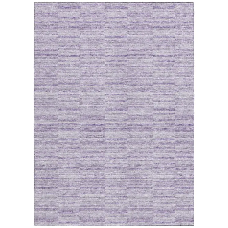 10' X 14' Plum And Purple Striped Washable Indoor Outdoor Area Rug