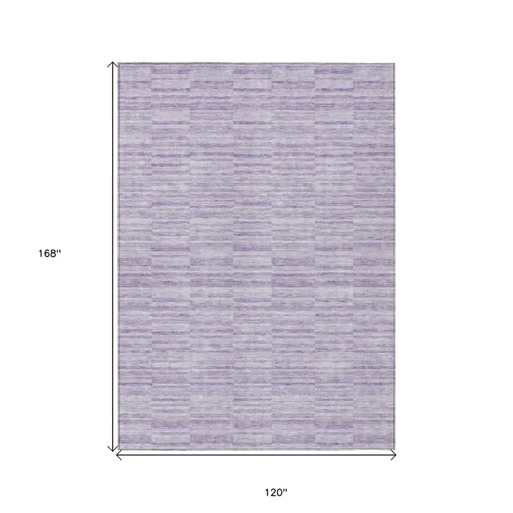 10' X 14' Plum And Purple Striped Washable Indoor Outdoor Area Rug